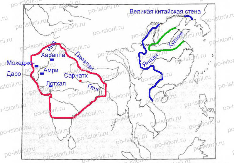 Контурная карта по истории 5 класс древняя индия