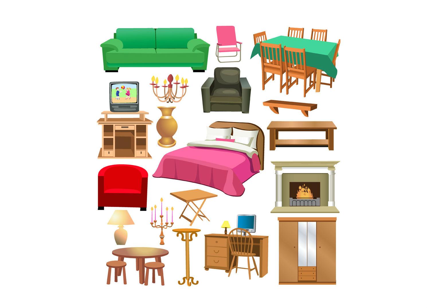 Предметы мебели в комнате