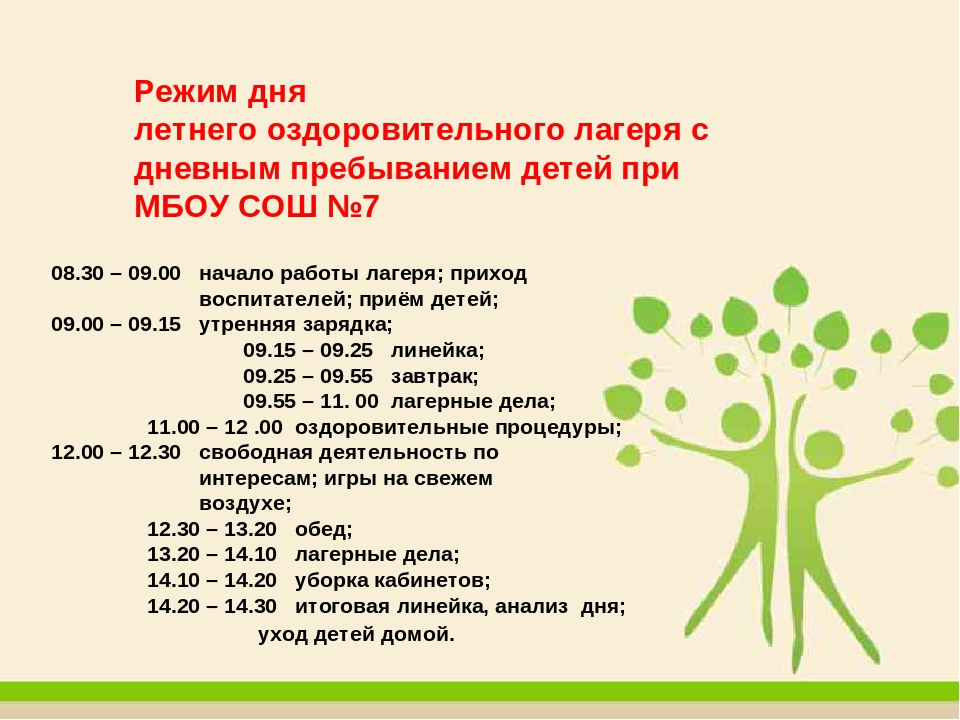 План работы в летнем лагере дневного пребывания при школе