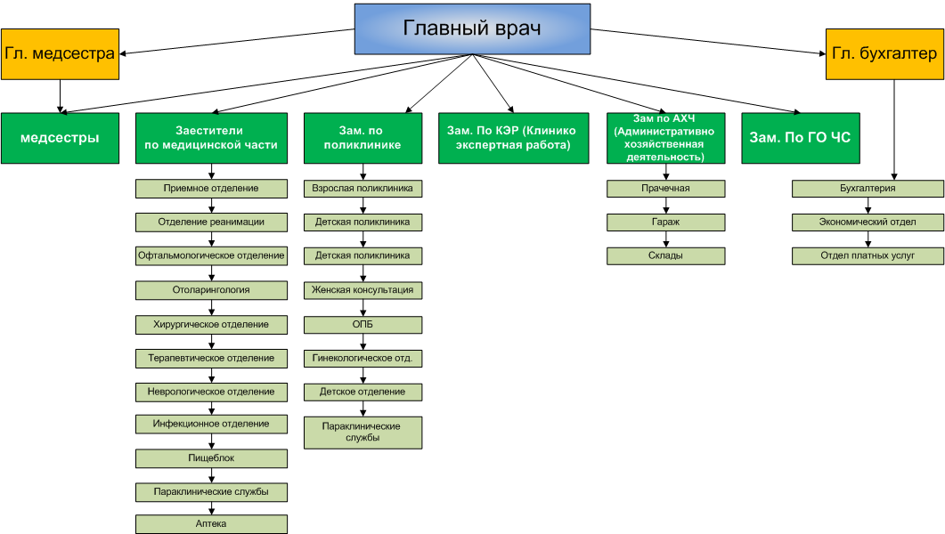 Схема структуры хирургической службы поликлиники