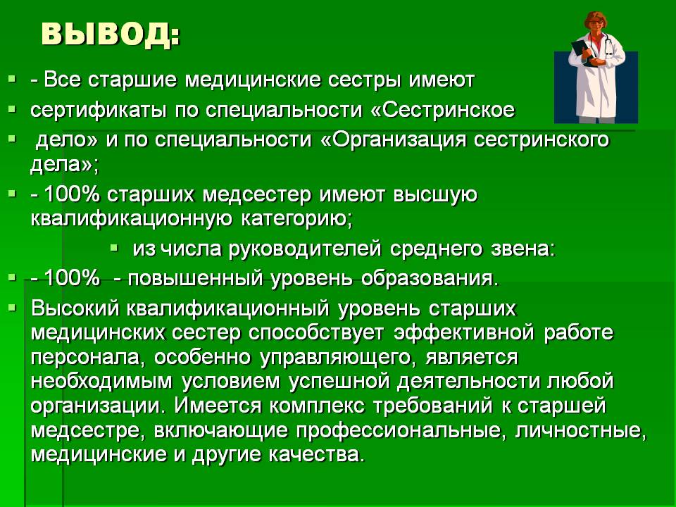 Образец аттестационной работы медсестры на категорию