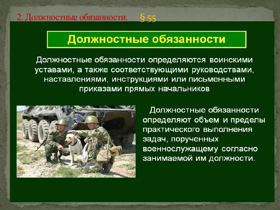 Служебная ответственность. Должностные обязанности военнослужащих. Должностные и специальные обязанности военнослужащих. Должности военнослужащих. Обязанности военнослужащего РФ.