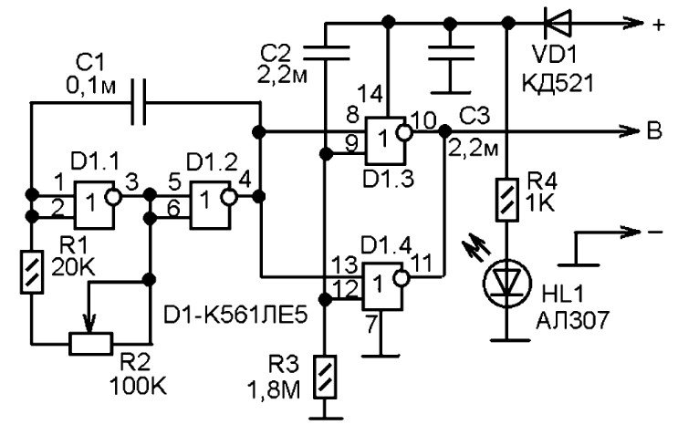 Генератор скорости. Схема генератора на микросхеме к561ле5. Генератор импульсов на к561ле5 схема. Генератор прямоугольных импульсов к561ле5. К561ле5 Генератор прямоугольных импульсов схема.