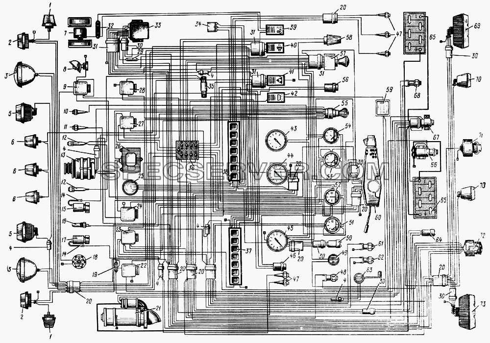 Схема электрооборудования для грузового автомобиля ЗИЛ-433360