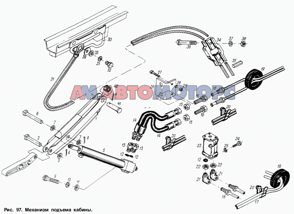Подъема кабины. Механизм подъема кабины Мерседес 1835. Atego система подъема кабины. КАМАЗ k3342 механизм подъема кабины. Схема штуцера подъема кабины КАМАЗ.