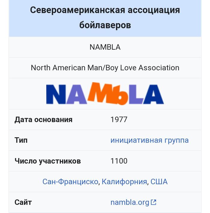 Североамериканская Ассоциация бойлаверов. Организация NAMBLA.