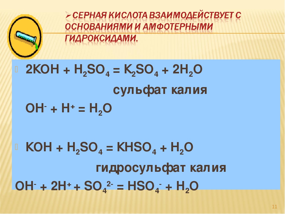 Гидроксид натрия серная кислота равно