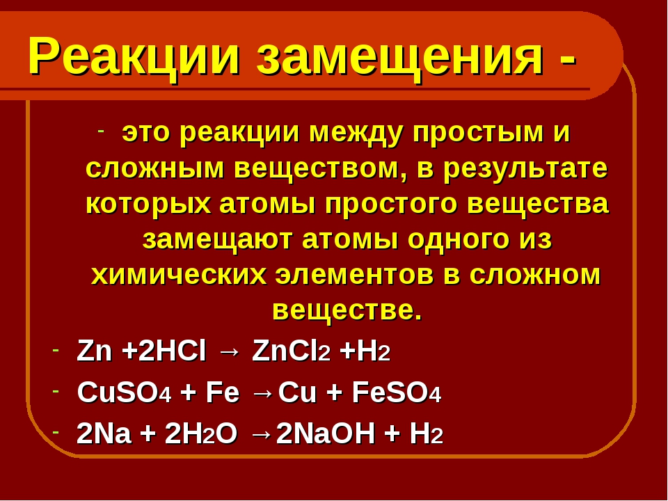 План конспект урока реакции замещения