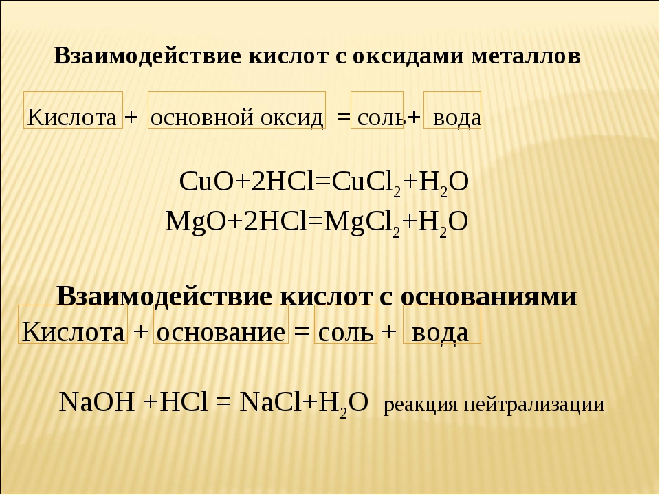 Формула взаимодействия металлов с кислотами. Взаимодействие кислот с оксидами металлов. Оксиды основных металлов взаимодействие с кислотами. Взаимодействие оксидов с кислотами. Взаимодействие кислот с основнымиокаидами.
