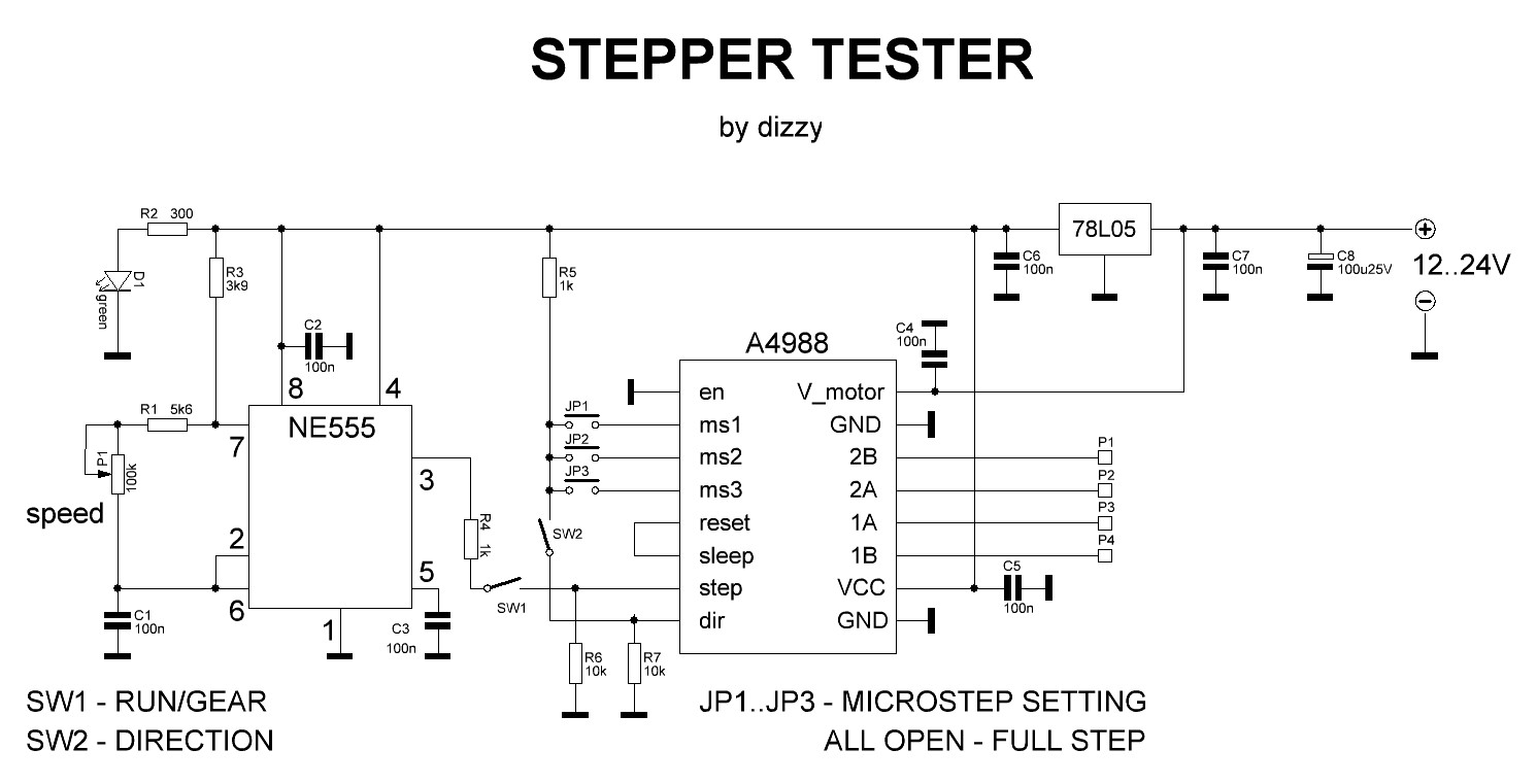 Схема управления шаговым двигателем на ne555