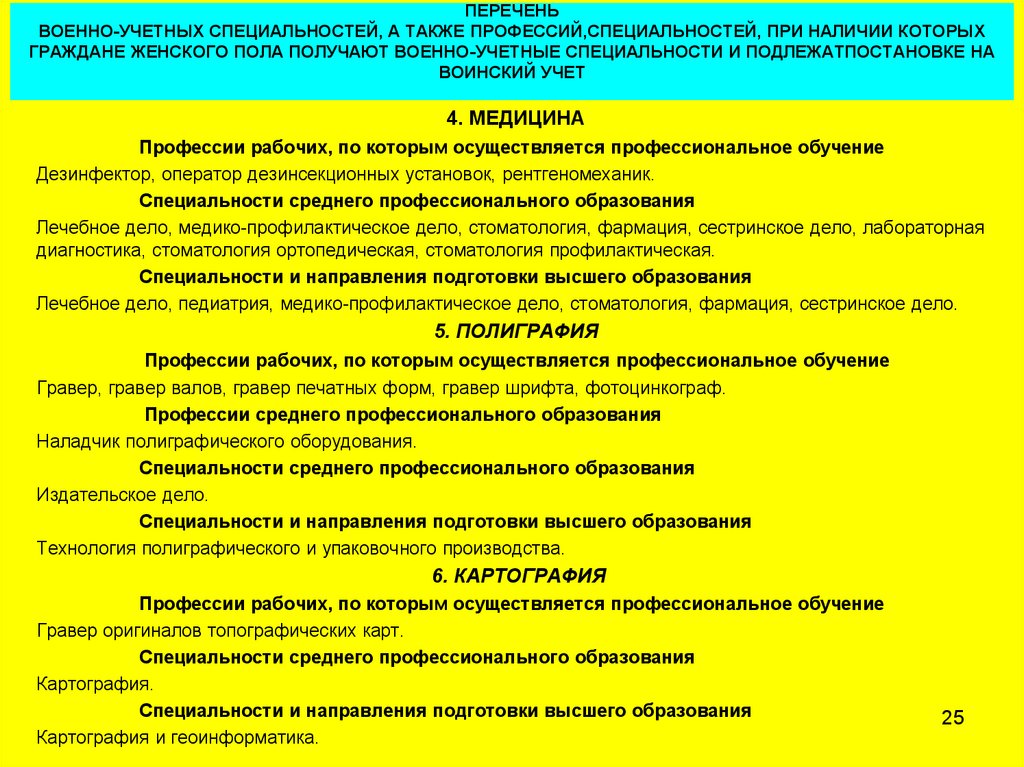 Перечень военно учетных специальностей не подлежащих бронированию. Перечень военно учетных специальностей не подлежащих бронированию