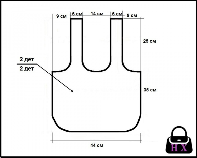 Выкройка авоськи из ткани