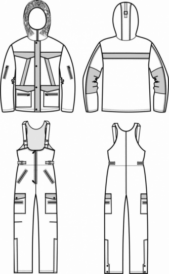 Конструкция спецодежды. Технический эскиз спецодежды. Рабочий эскиз одежды. Технический эскиз куртки. Технический эскиз зимней спецодежды.