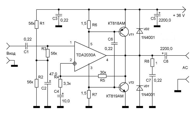 Схемы унч на транзисторах кт819 и кт818